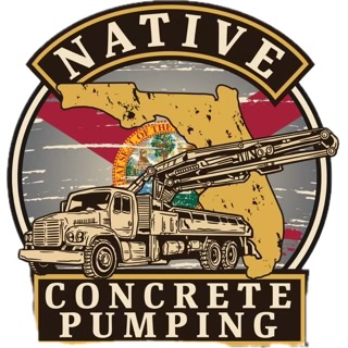 Native Concrete Pumping logo with a concrete pump truck and the Florida state flag